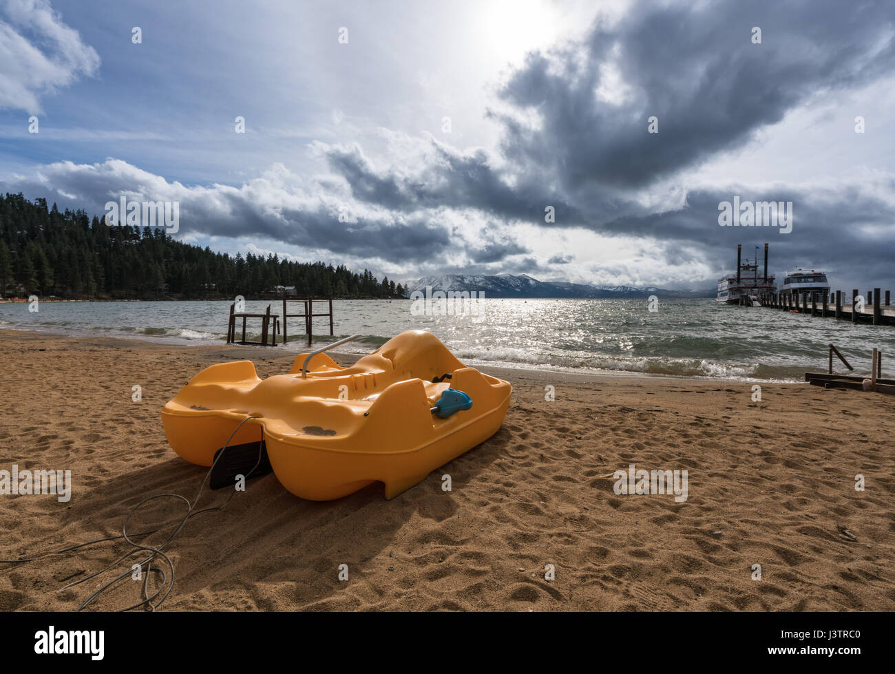 Maltempo su Lake Tahoe, Nevada Foto Stock