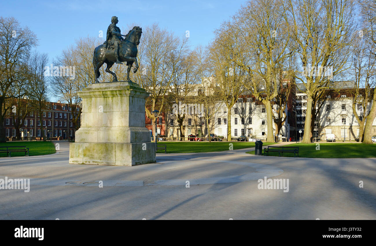 William III statua e Queens Square, Bristol Foto Stock
