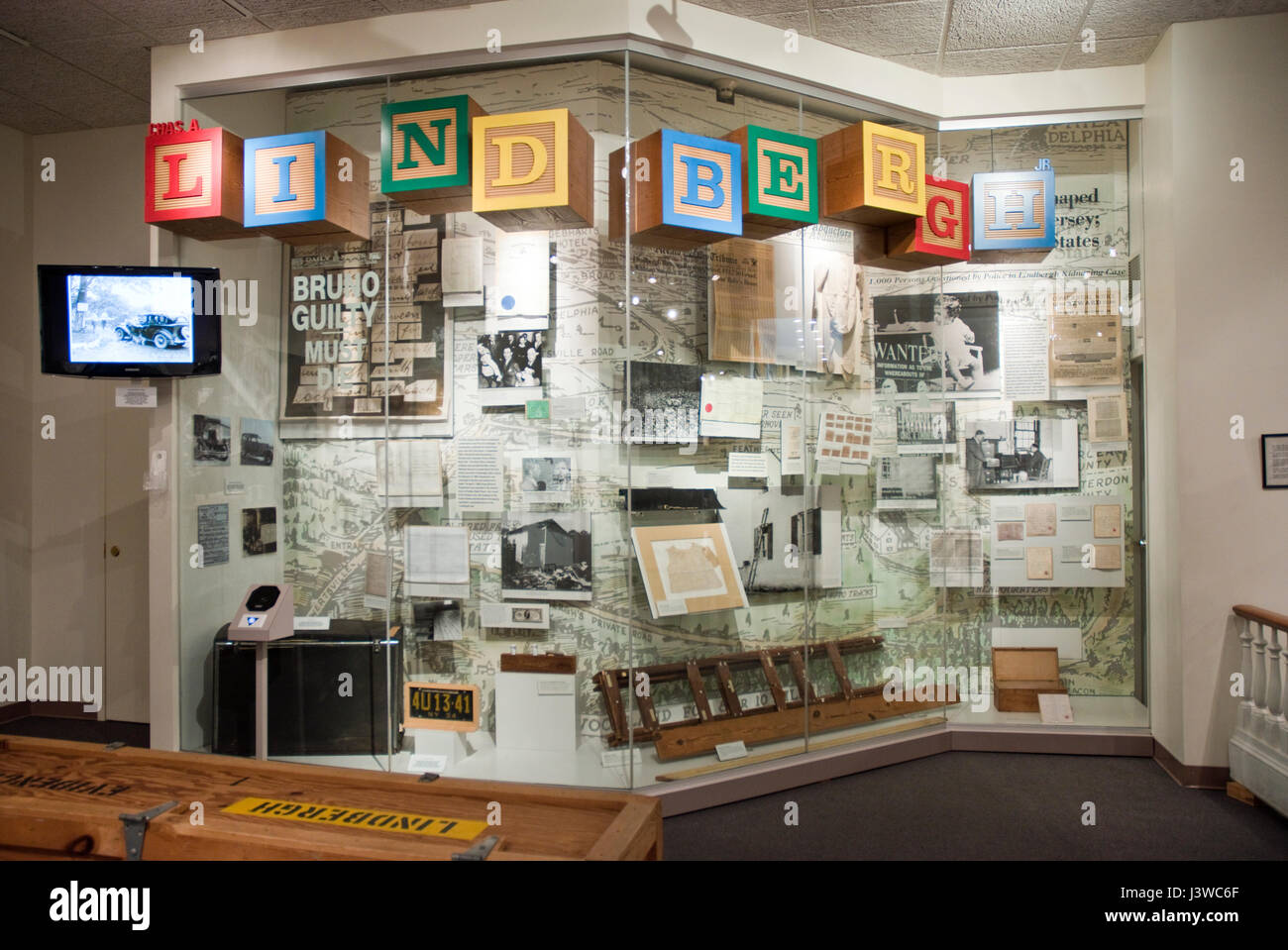 Prova dal 1935 "prova del Secolo" di Bruno Hauptmann è esposto presso il New Jersey Polizia di Stato Museum & Learning Center di Trenton, NJ. Foto Stock