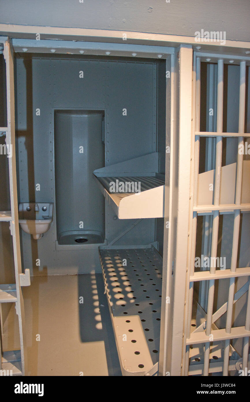La cella di prigione in Flemington, New Jersey, che terrà Bruno Hauptmann, rapitore di Charles Lindbergh baby, durante il 1935 trial. Foto Stock