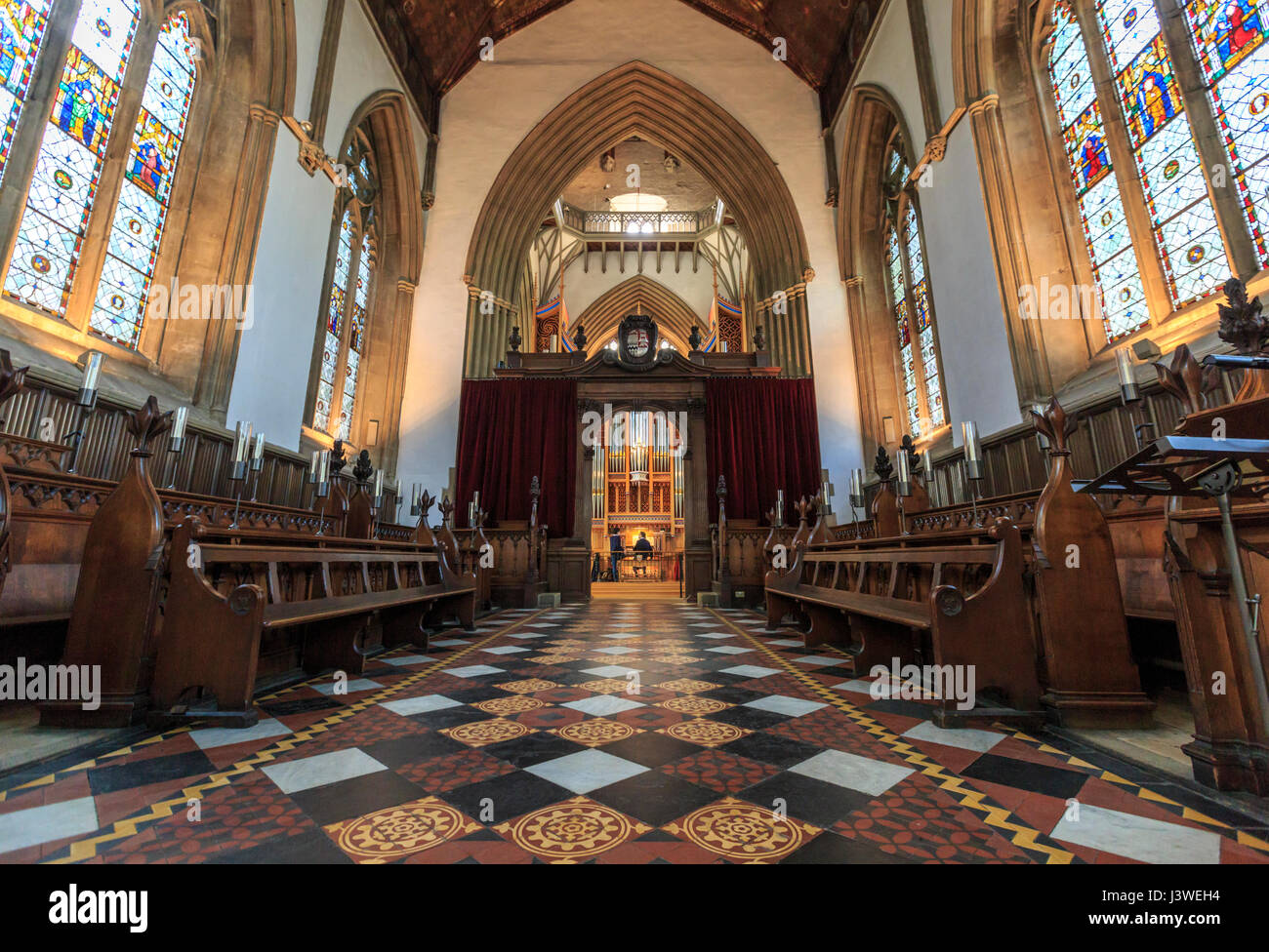 All'interno di Merton College Chapel, Oxford University, Inghilterra Foto Stock