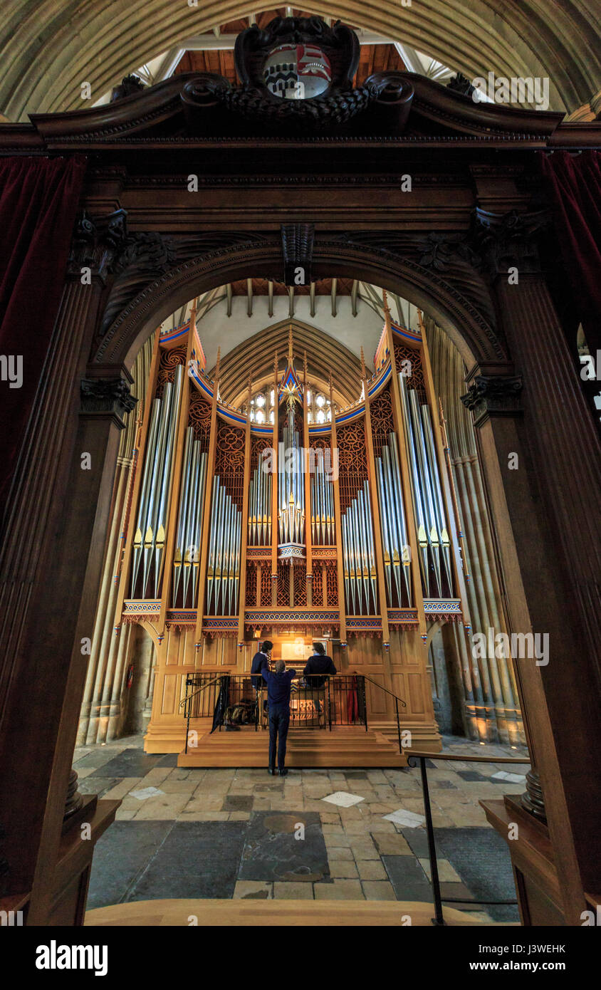 Il nuovo organo a Merton College Chapel, Oxford University, Inghilterra Foto Stock