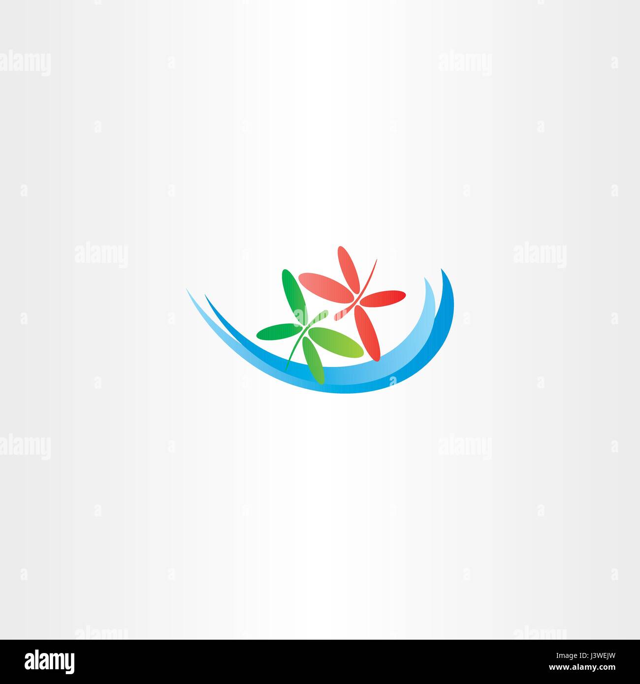 Dragonfly in amore e acqua vettore d'onda icona logo Symbol Illustrazione Vettoriale