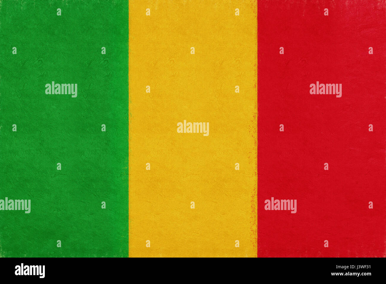 Illustrazione della bandiera nazionale del Mali con un look grunge. Foto Stock