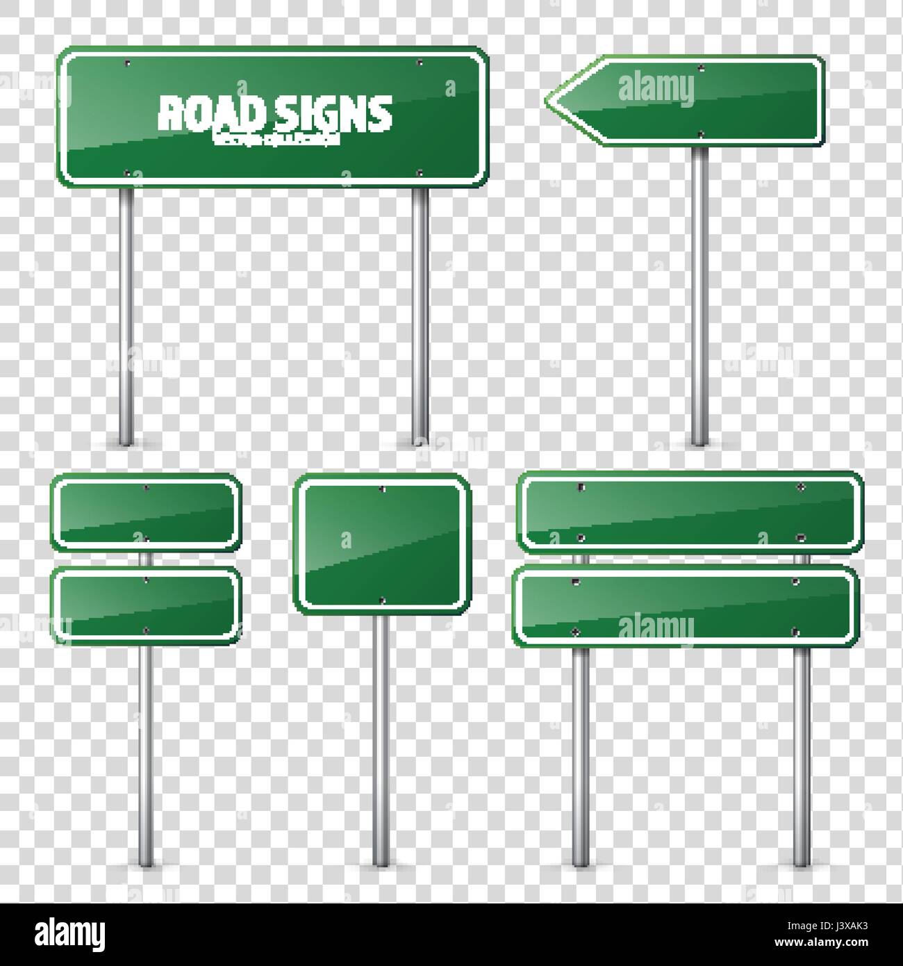 Verde su strada segno di traffico. Blank Board con posto per testo.mockup. Informazioni isolate di segno. Direzione. Illustrazione Vettoriale. Illustrazione Vettoriale