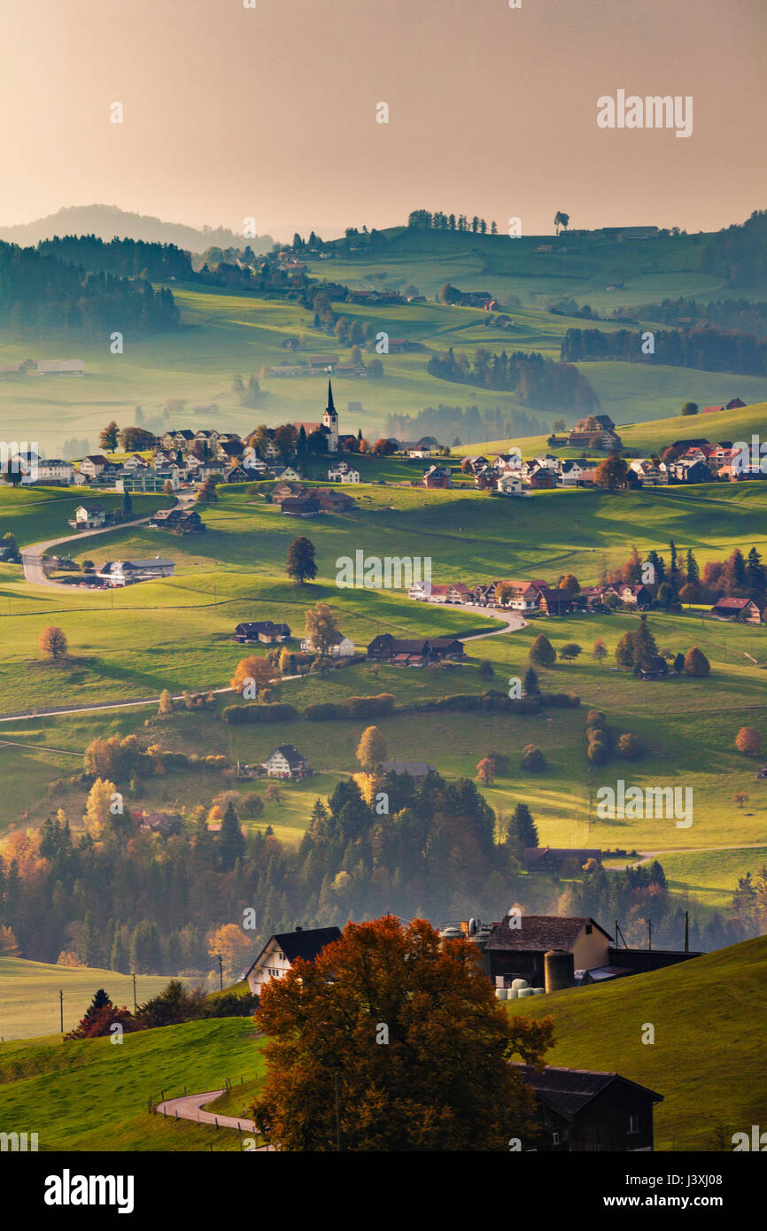 Vista panoramica, Appenzell, Appenzellerland, Svizzera Foto Stock