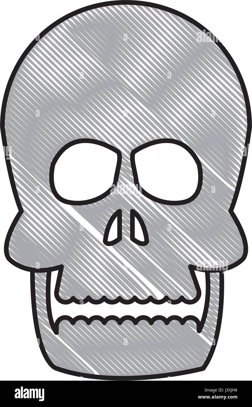 Disegno teschio umano osso sano di cura Illustrazione Vettoriale