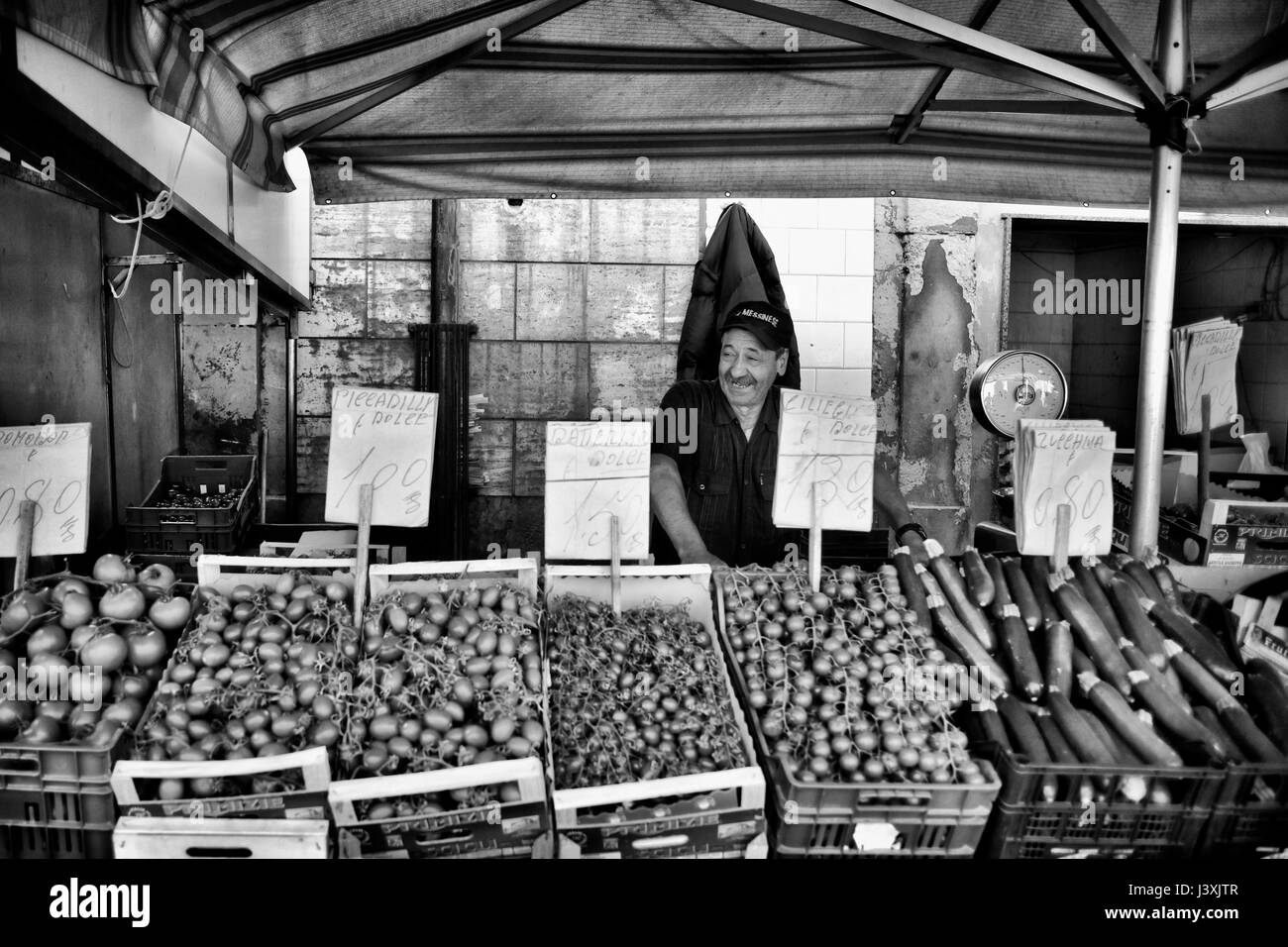 Reportage fotografie di italiano cibo mediterraneo e il mercato del pesce Foto Stock