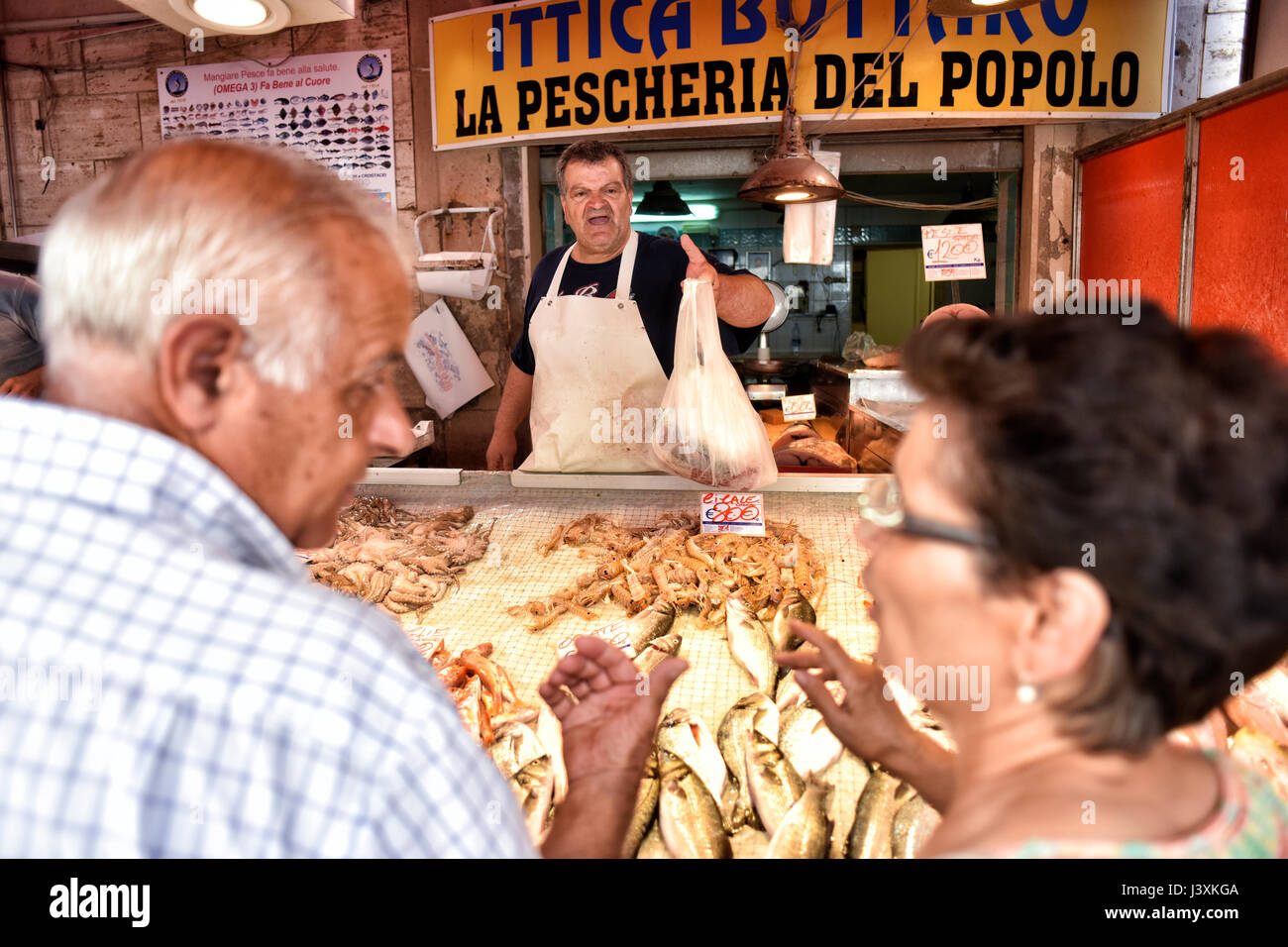 Reportage fotografie di italiano cibo mediterraneo e il mercato del pesce Foto Stock
