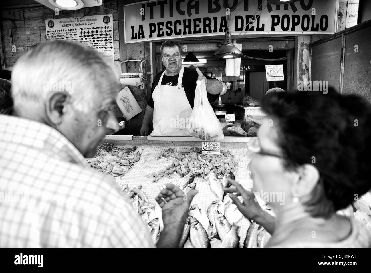 Reportage fotografie di italiano cibo mediterraneo e il mercato del pesce Foto Stock