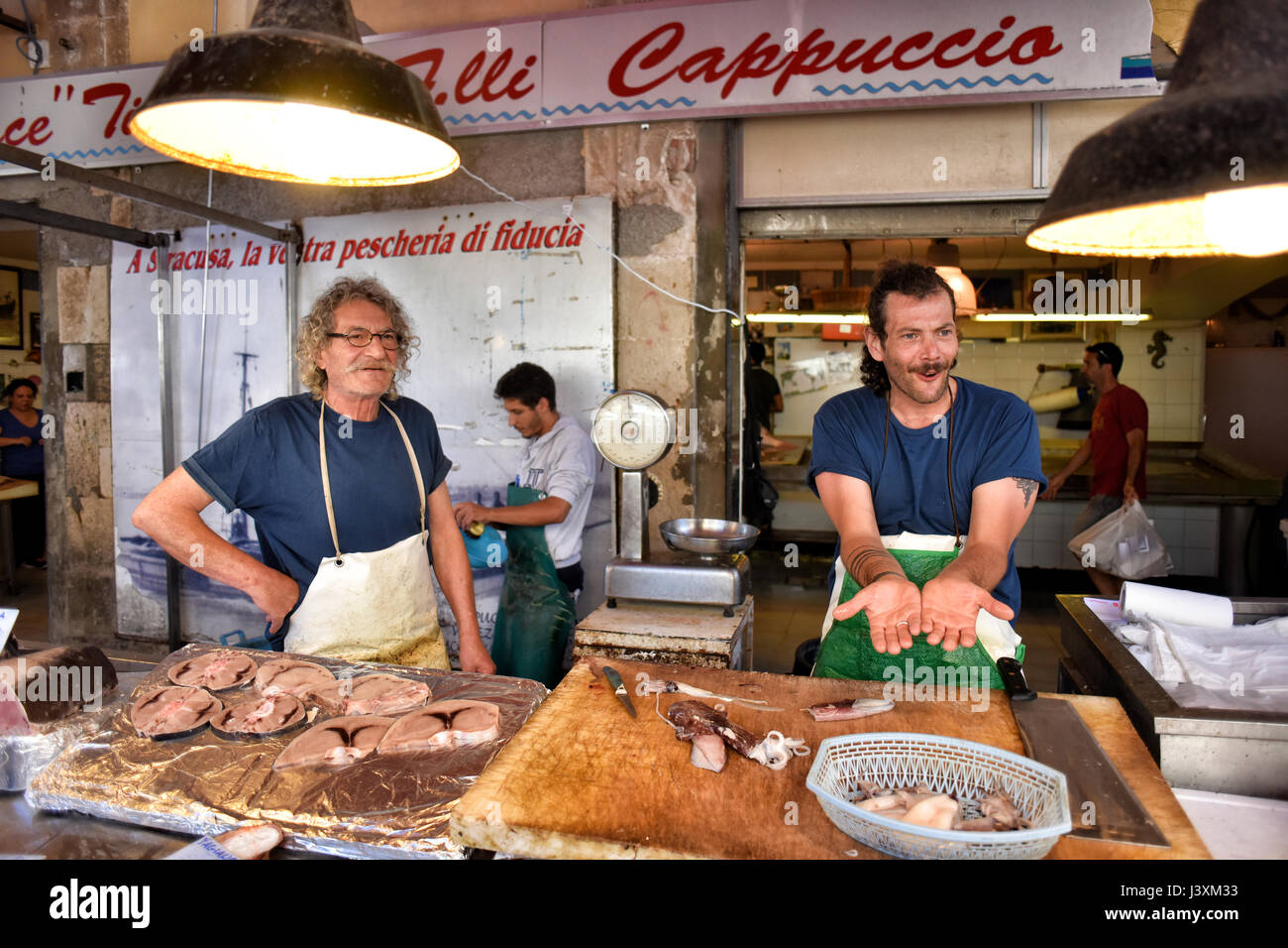Reportage fotografie di italiano cibo mediterraneo e il mercato del pesce Foto Stock