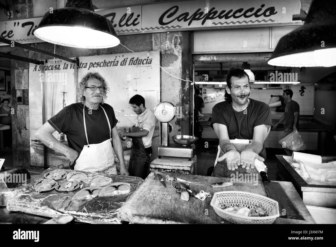 Reportage fotografie di italiano cibo mediterraneo e il mercato del pesce Foto Stock