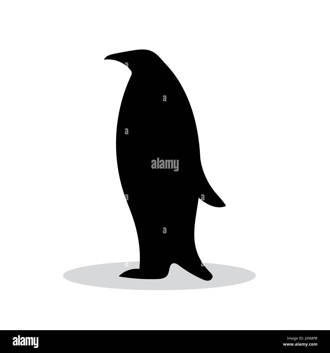 Penguin bird nero animale silhouette Illustrazione Vettoriale