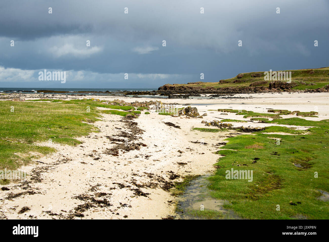 Spiaggia a Port Langamull, Isle of Mull, Scozia. Foto Stock