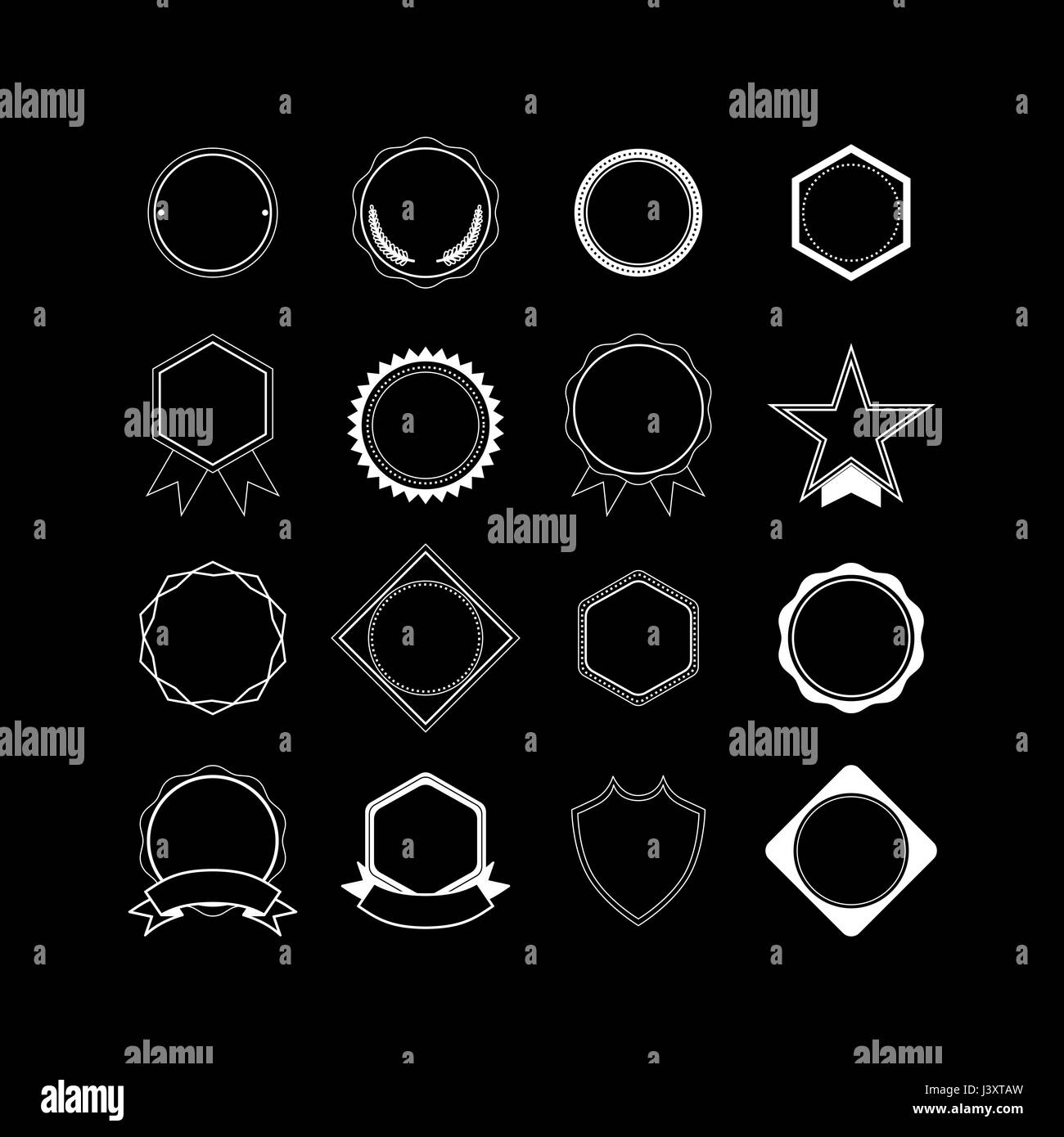 Medaglie Setof isolato su bianco. Design etichetta. Illustrazione Vettoriale