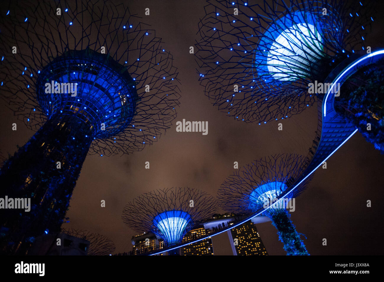 06.05.2017, Singapore, Repubblica di Singapore, in Asia - Light show del Supertrees presso i giardini dalla baia theme park. Foto Stock