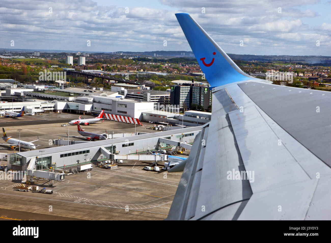 Thomson il volo di decollo dall'aeroporto di Glasgow Foto Stock
