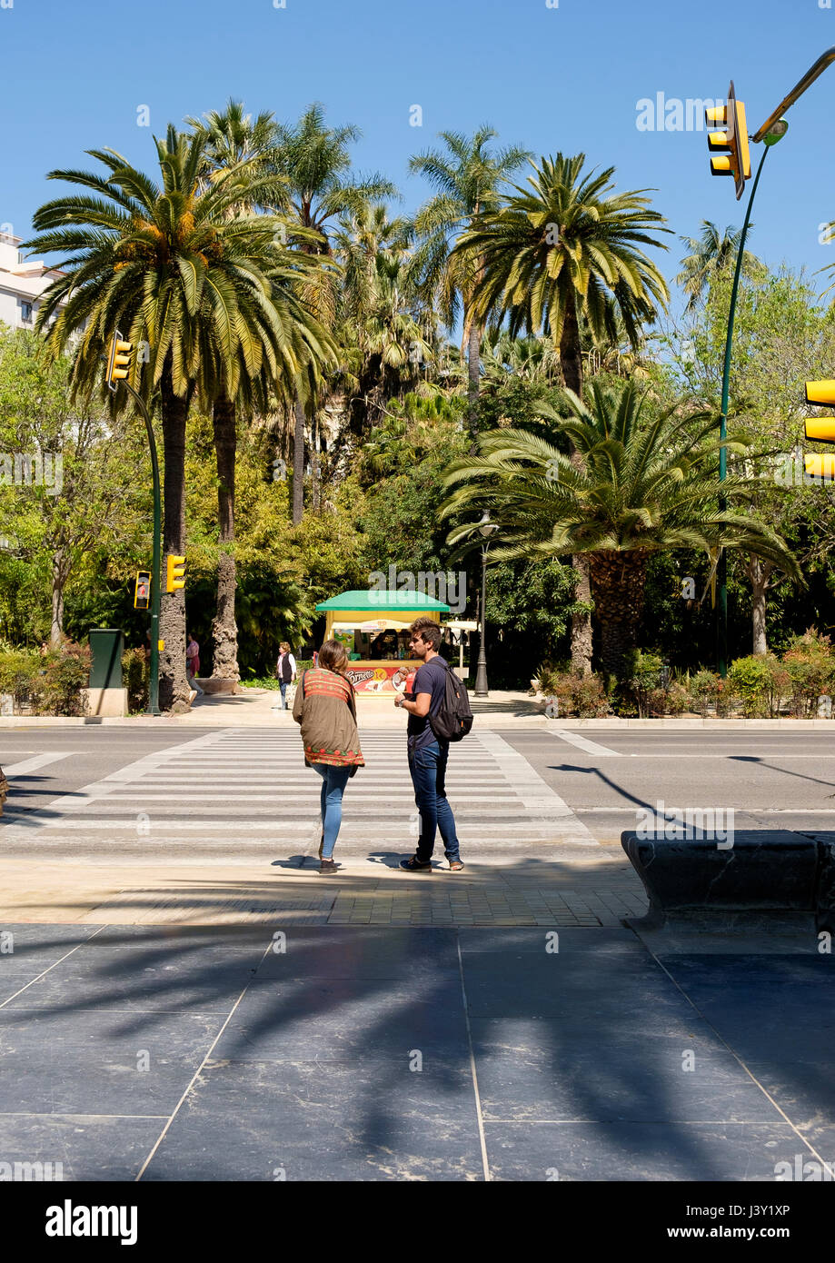 Parque de Malaga, giardini botanici appena dietro al porto di Malaga Foto Stock