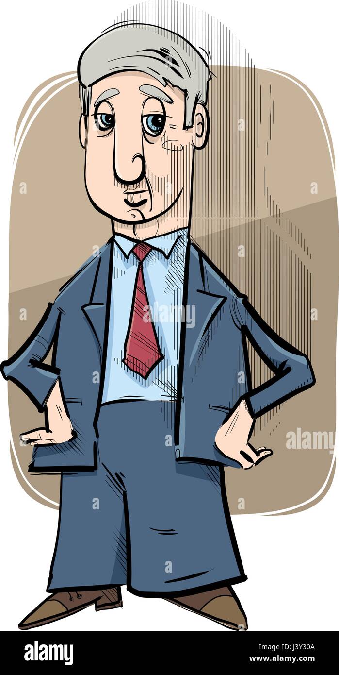 Illustrazione di disegno di imprenditore caricatura di caratteri Illustrazione Vettoriale