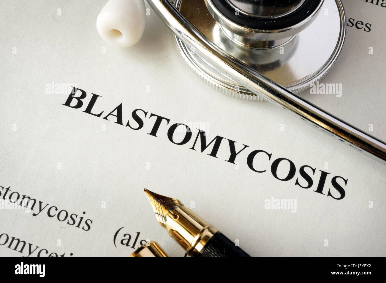Documento con word Blastomicosi in un ospedale. Foto Stock