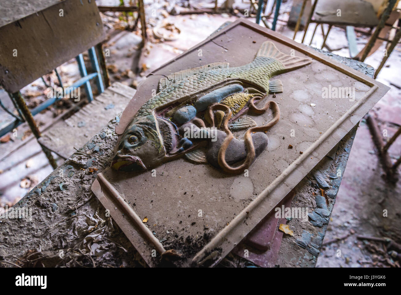 Classe di biologia in alta scuola n. 2 in pripjat città fantasma della centrale nucleare di Cernobyl la zona di alienazione in Ucraina Foto Stock