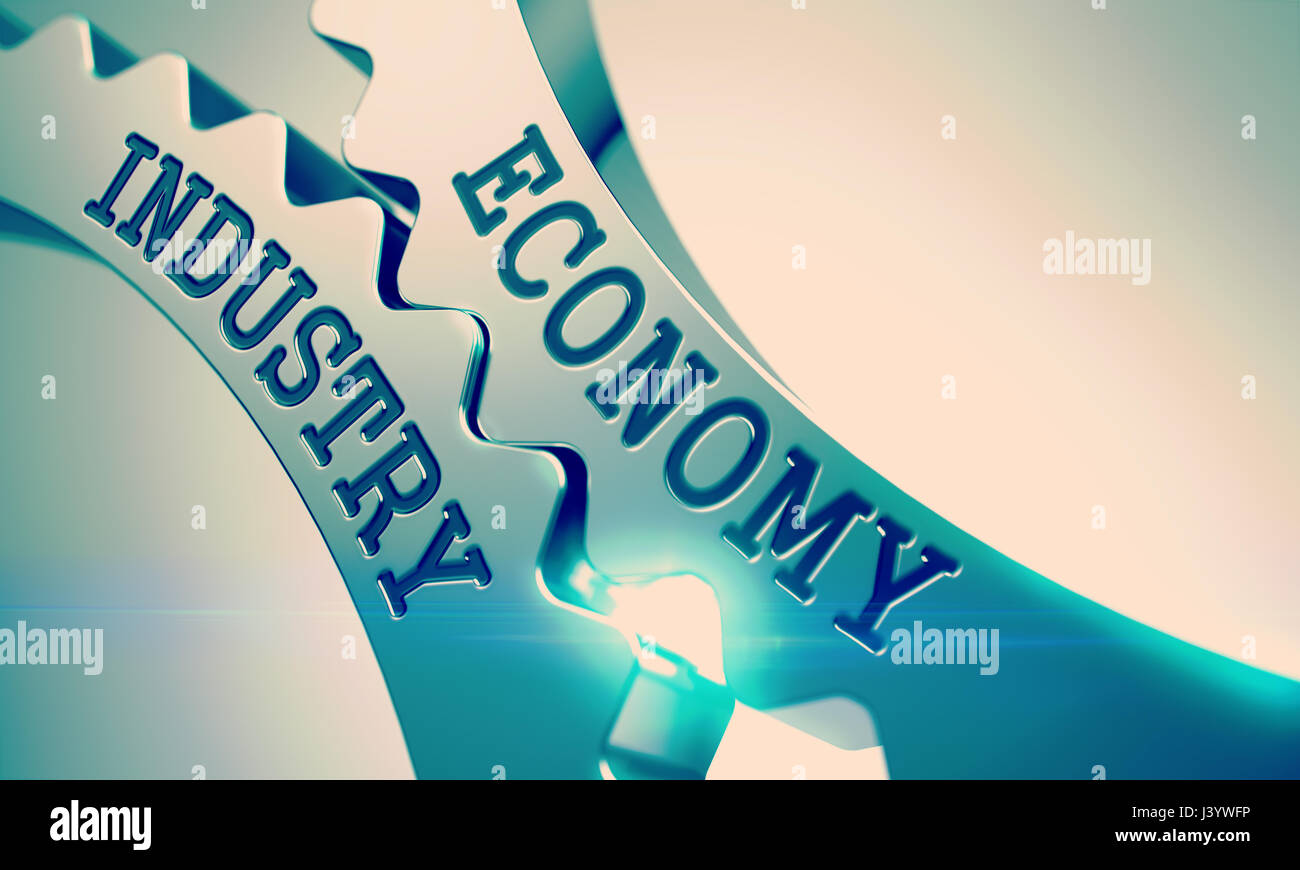 Industria economia - Meccanismo di metallo lucido ruote dentate. 3D. Foto Stock