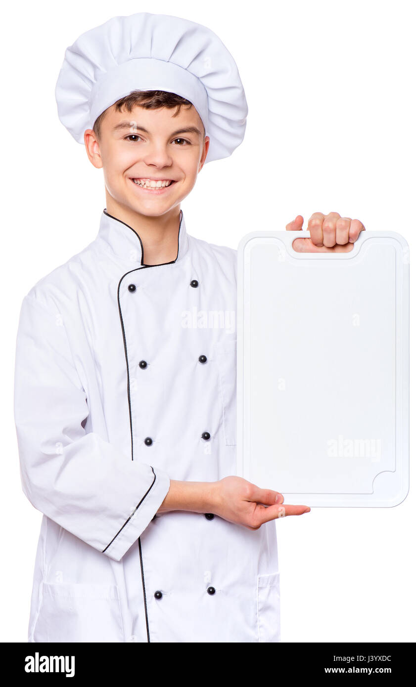 Teen boy indossano uniformi dello chef Foto Stock