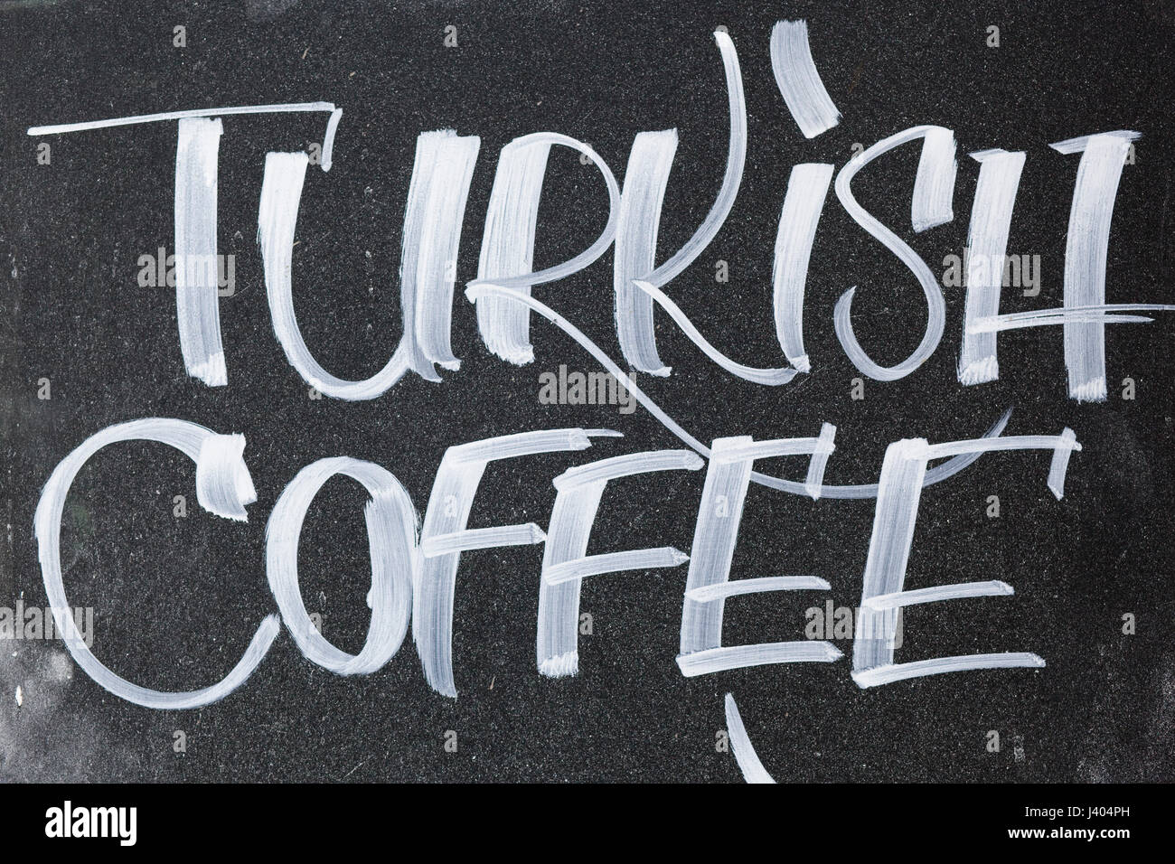Informazioni segno per il caffè turco scritti su una lavagna in Chalk Foto Stock