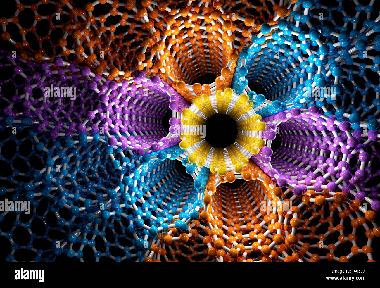 3D Rendering del mazzetto di nanotubi di colore Foto Stock