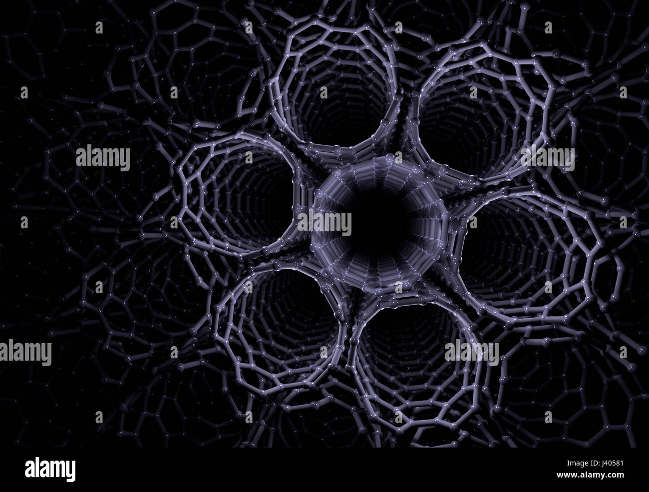 3D Rendering del mazzetto di nanotubi scuro Foto Stock