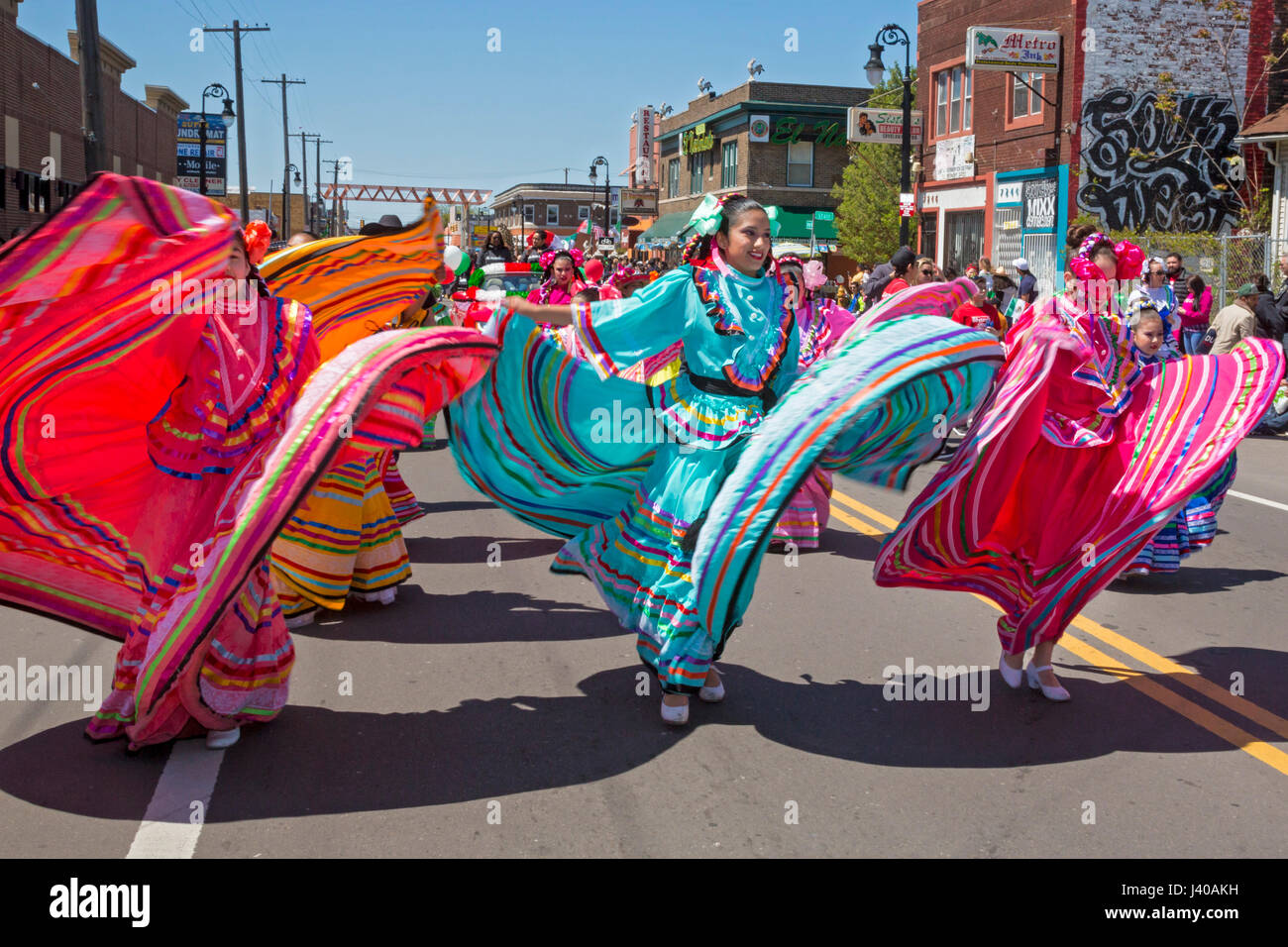 Detroit, Michigan - annuale di Cinco de Mayo parade nel quartiere Mexican-American del sud-ovest di Detroit. Foto Stock