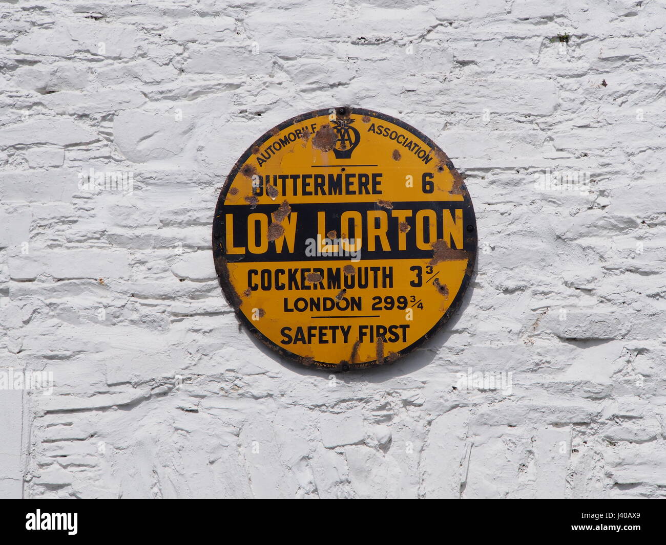 Il vecchio segno aa, bassa lorton, cumbria Foto Stock