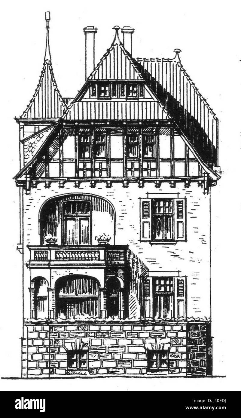 La Mehlem Villa Cremer, situata sul Rheinfront, era una notevole struttura architettonica all'inizio del XX secolo. Il suo design rifletteva la grandezza e lo stile architettonico dell'epoca, significativo per comprendere l'architettura tedesca moderna. Foto Stock