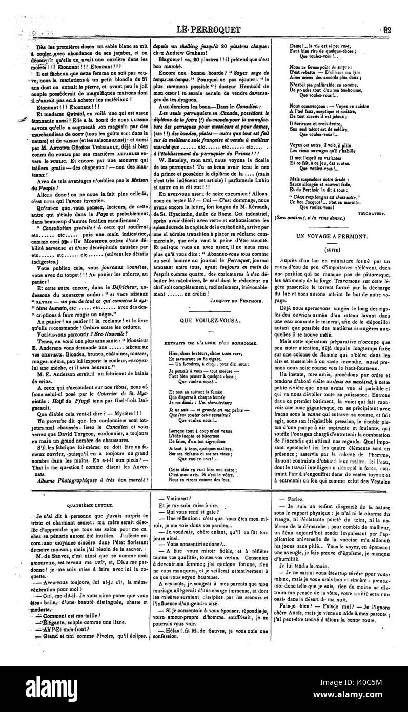 Le Perroquet è stato un periodico francese noto per i suoi contributi artistici e letterari. Il volume 21, numero 2, include una serie di opere, spesso focalizzate su temi di cultura, arte e società durante il XIX secolo. Foto Stock