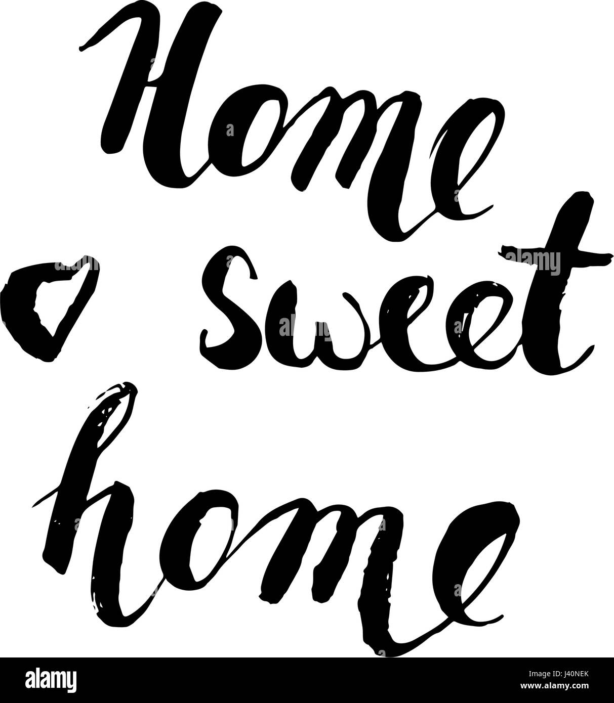 Home sweet home cartolina. Disegnato a mano sullo sfondo del vettore. Illustrazione di inchiostro. Spazzola moderna calligrafia. Isolato su sfondo bianco. Illustrazione Vettoriale