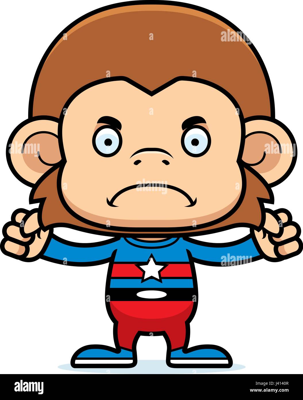 Un supereroe cartoon monkey cercando arrabbiato. Illustrazione Vettoriale
