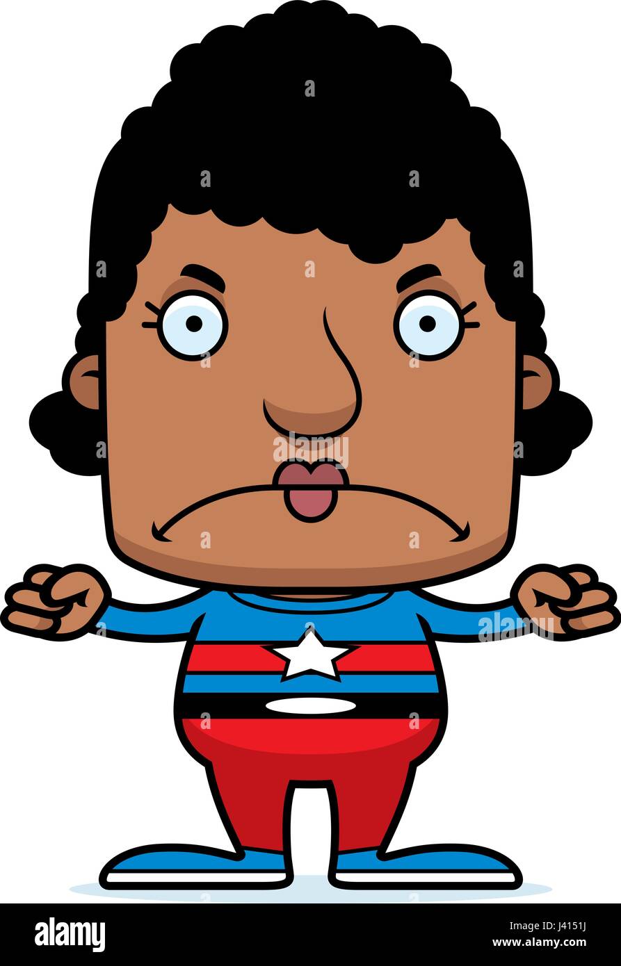 Un cartoon superhero donna che guarda arrabbiato. Illustrazione Vettoriale