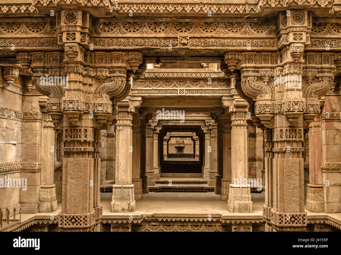 Adalaj stepwell - Indian Heritage luogo turistico, Ahmedabad gujarat Foto Stock