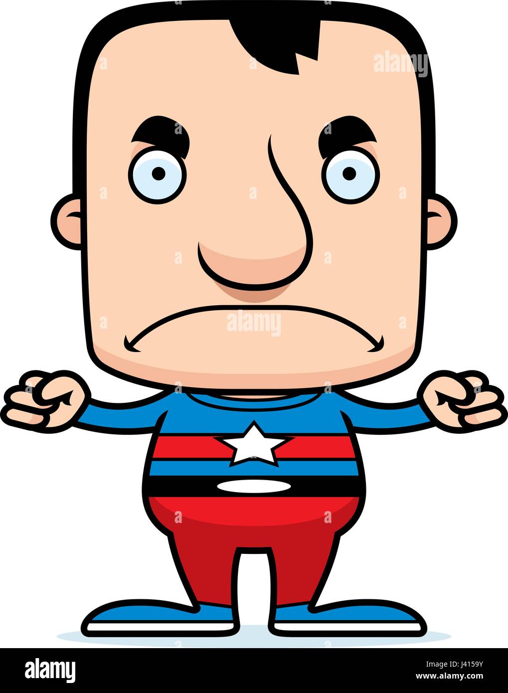 Un cartoon superhero man looking arrabbiato. Illustrazione Vettoriale