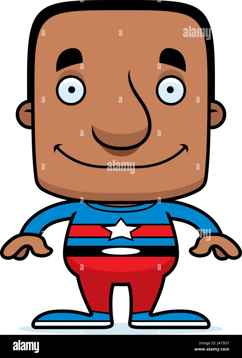 Un cartoon supereroe uomo sorridente. Illustrazione Vettoriale