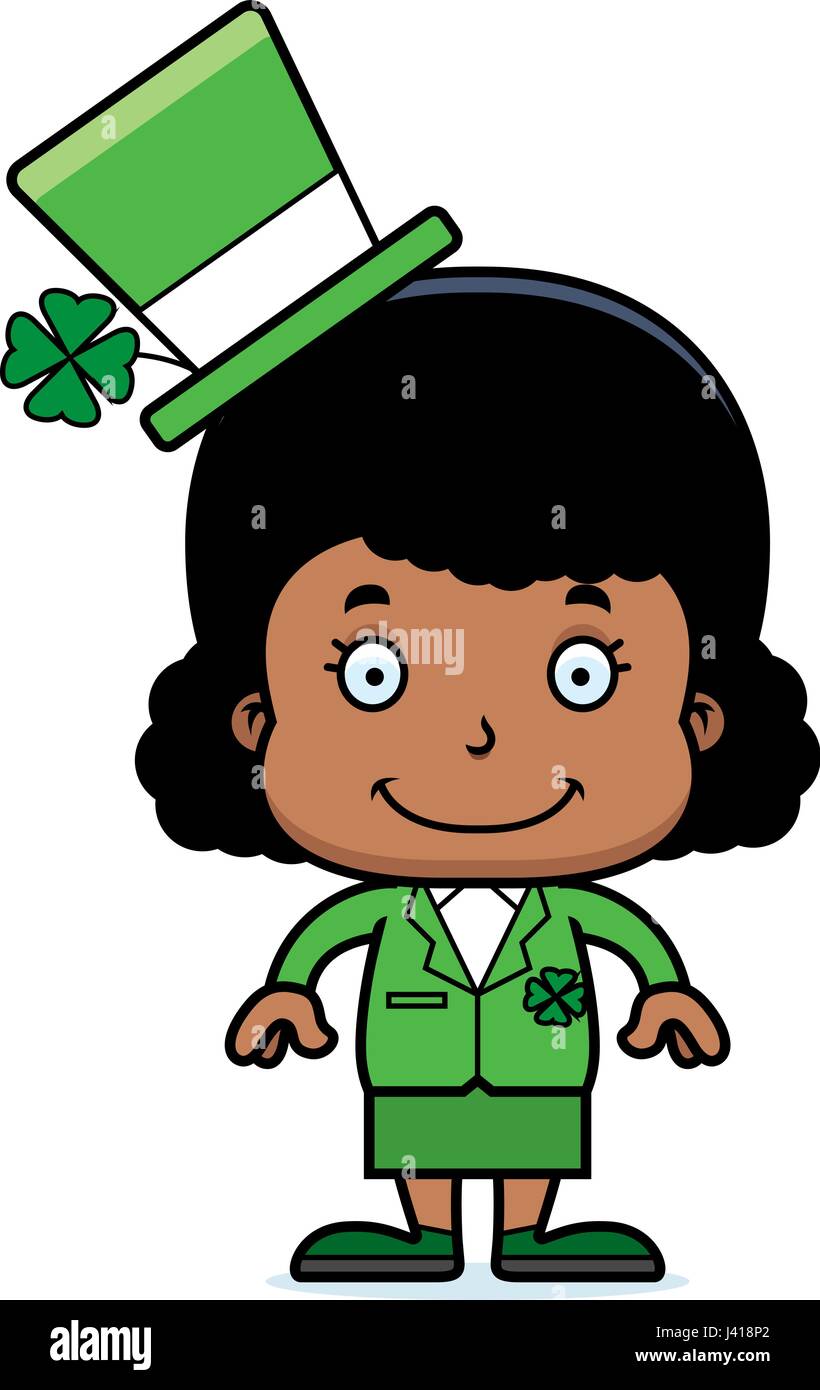Un cartoon Irish ragazza sorridente. Illustrazione Vettoriale