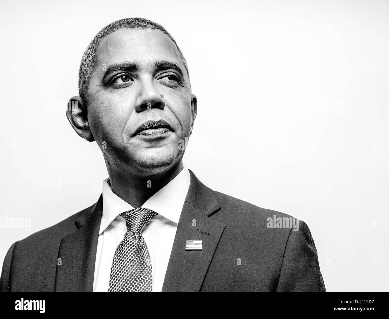 Il presidente Obama lookalike Reginald marrone da Stati Uniti, durante la sua visita a Hong Kong. Egli è la più iconica lookalike del Presidente Barack Obama. Foto Stock