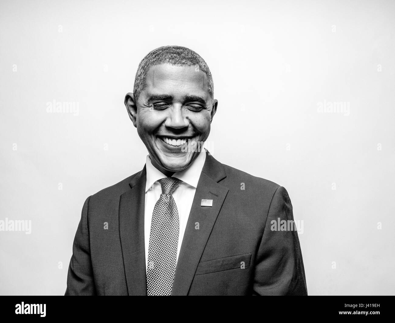 Il presidente Obama lookalike Reginald marrone da Stati Uniti, durante la sua visita a Hong Kong. Egli è la più iconica lookalike del Presidente Barack Obama. Foto Stock