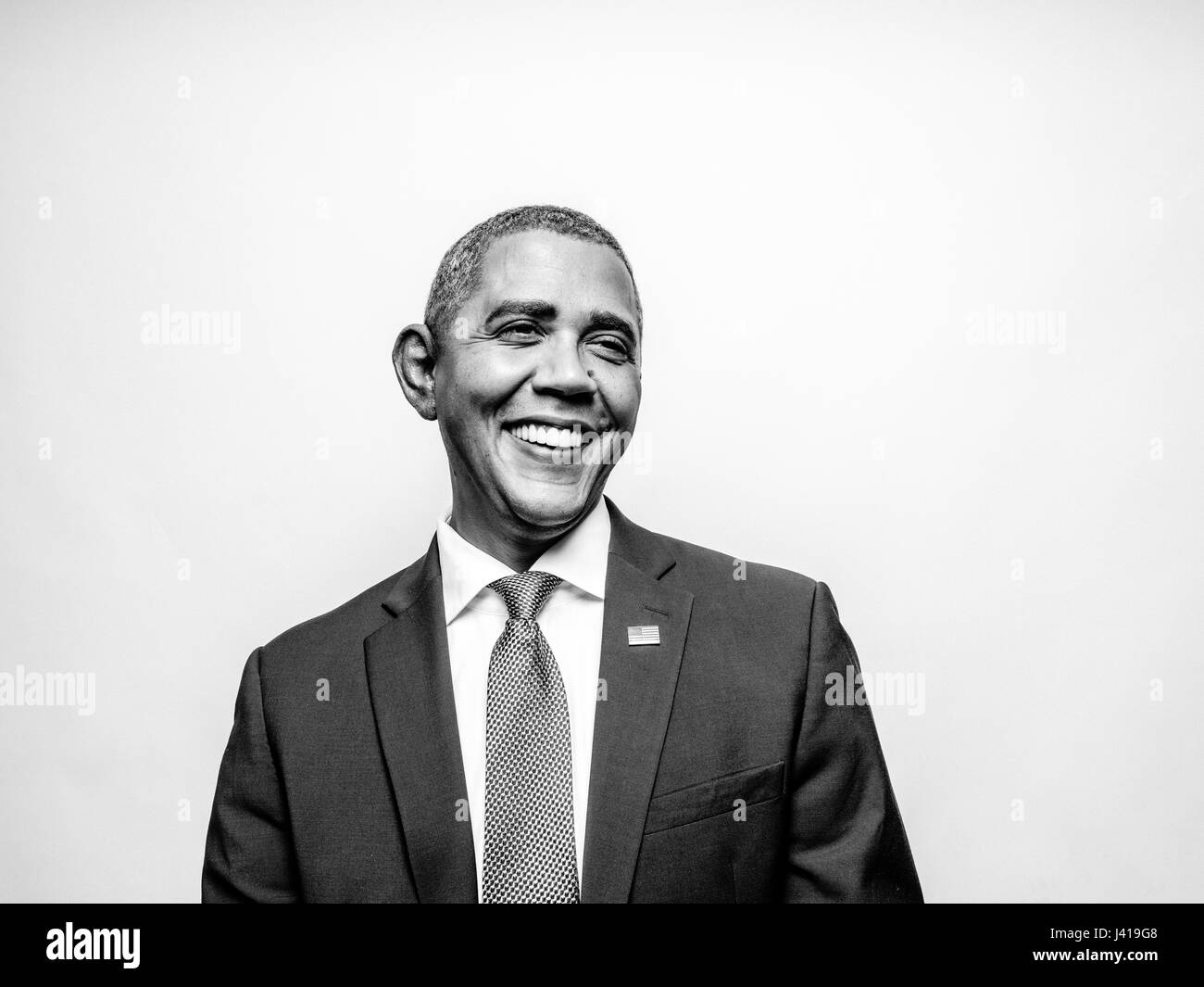 Il presidente Obama lookalike Reginald marrone da Stati Uniti, durante la sua visita a Hong Kong. Egli è la più iconica lookalike del Presidente Barack Obama. Foto Stock