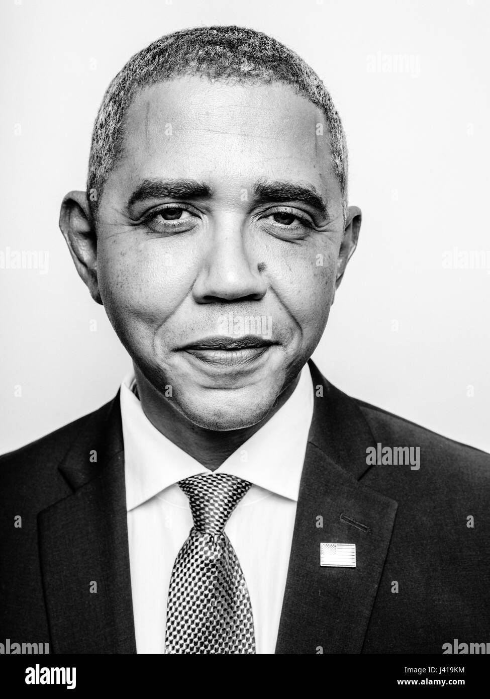 Il presidente Obama lookalike Reginald marrone da Stati Uniti, durante la sua visita a Hong Kong. Egli è la più iconica lookalike del Presidente Barack Obama. Foto Stock