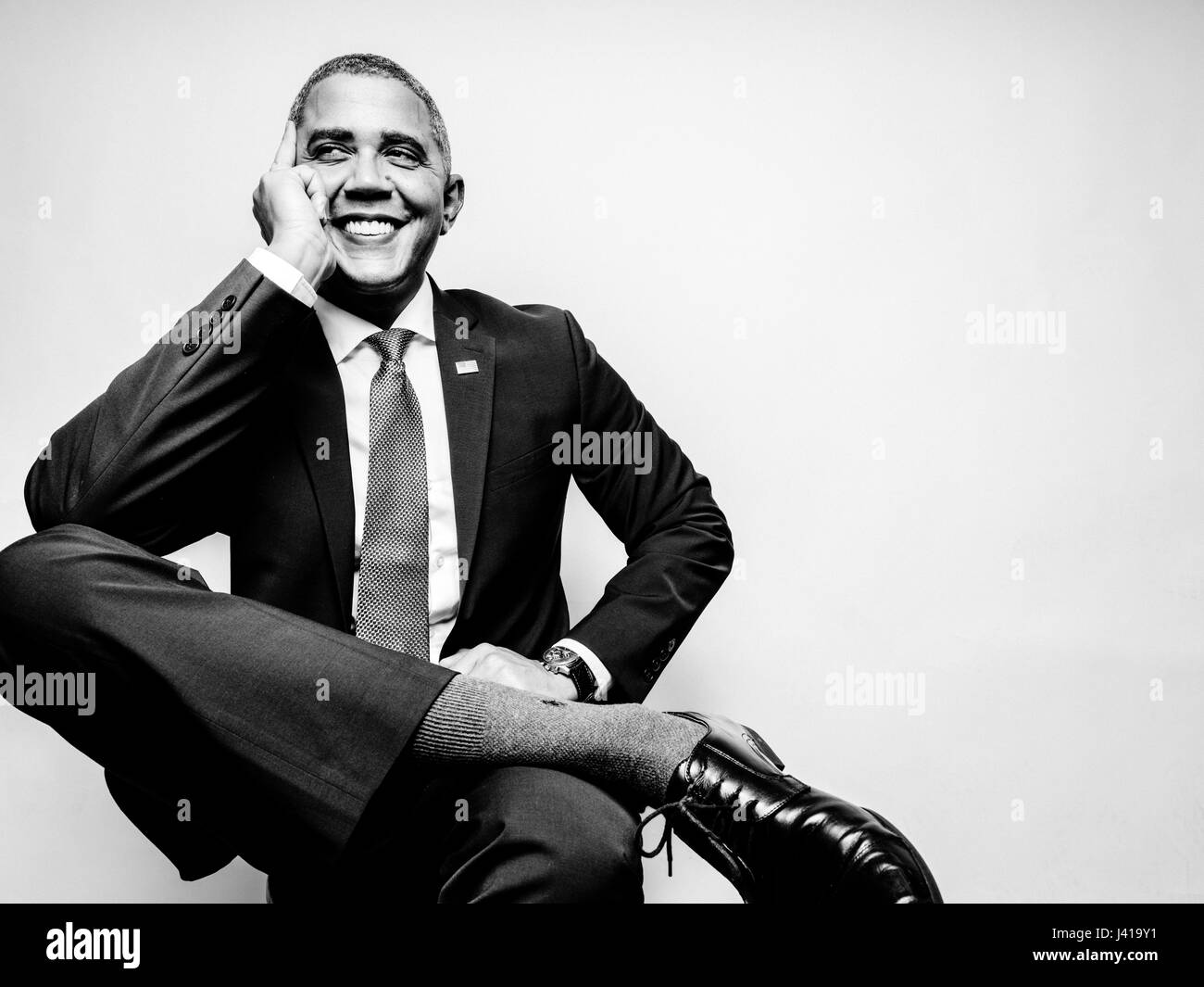 Il presidente Obama lookalike Reginald marrone da Stati Uniti, durante la sua visita a Hong Kong. Egli è la più iconica lookalike del Presidente Barack Obama. Foto Stock