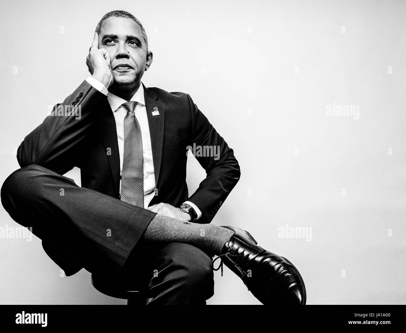 Il presidente Obama lookalike Reginald marrone da Stati Uniti, durante la sua visita a Hong Kong. Egli è la più iconica lookalike del Presidente Barack Obama. Foto Stock