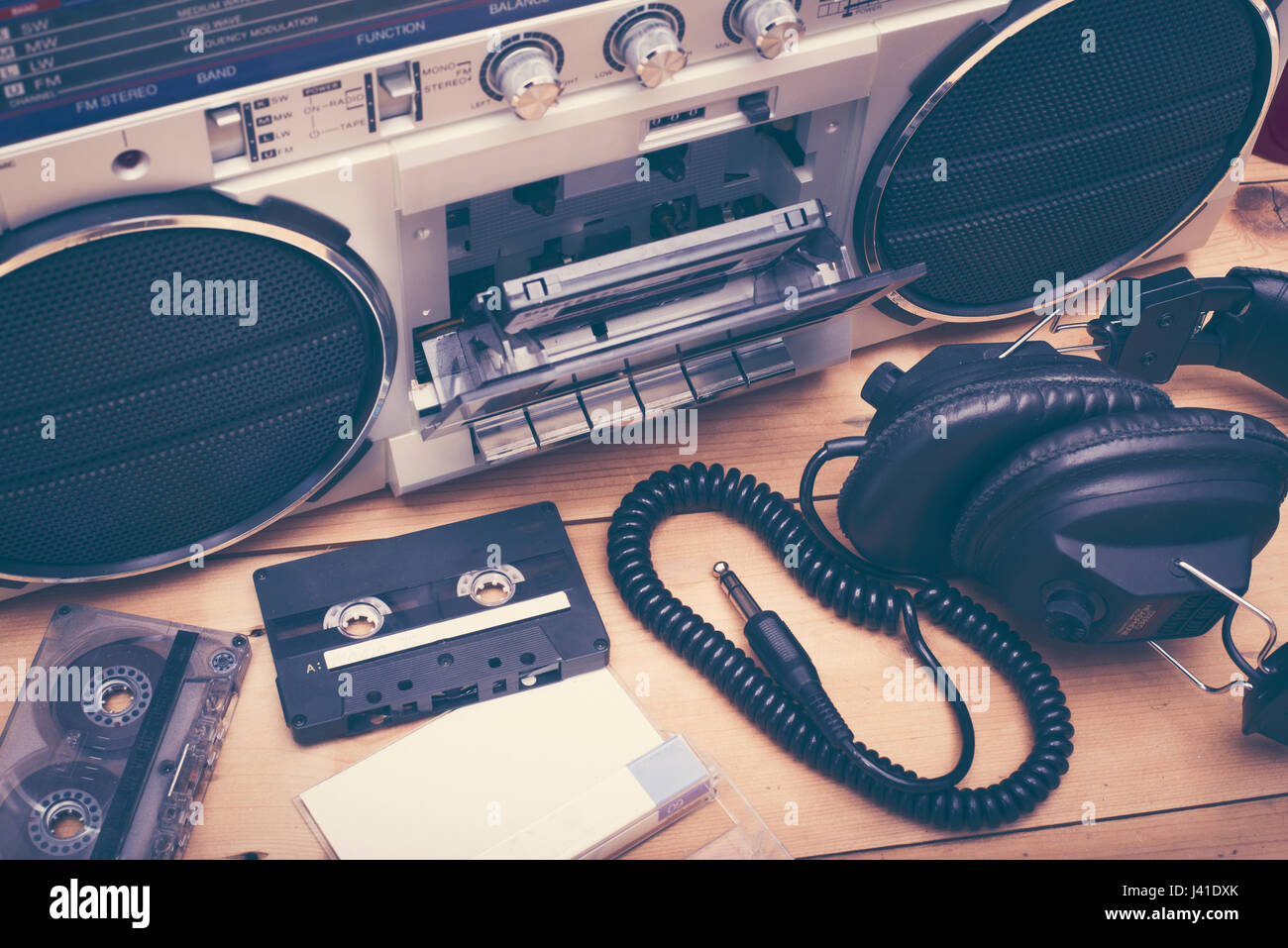 Retrò deck a cassetta di musica la testata Foto Stock