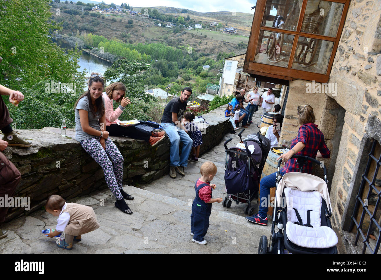 Al castello, Puebla de Sanabria, Zamora Castiglia e Leon, North-Spain, Spagna Foto Stock