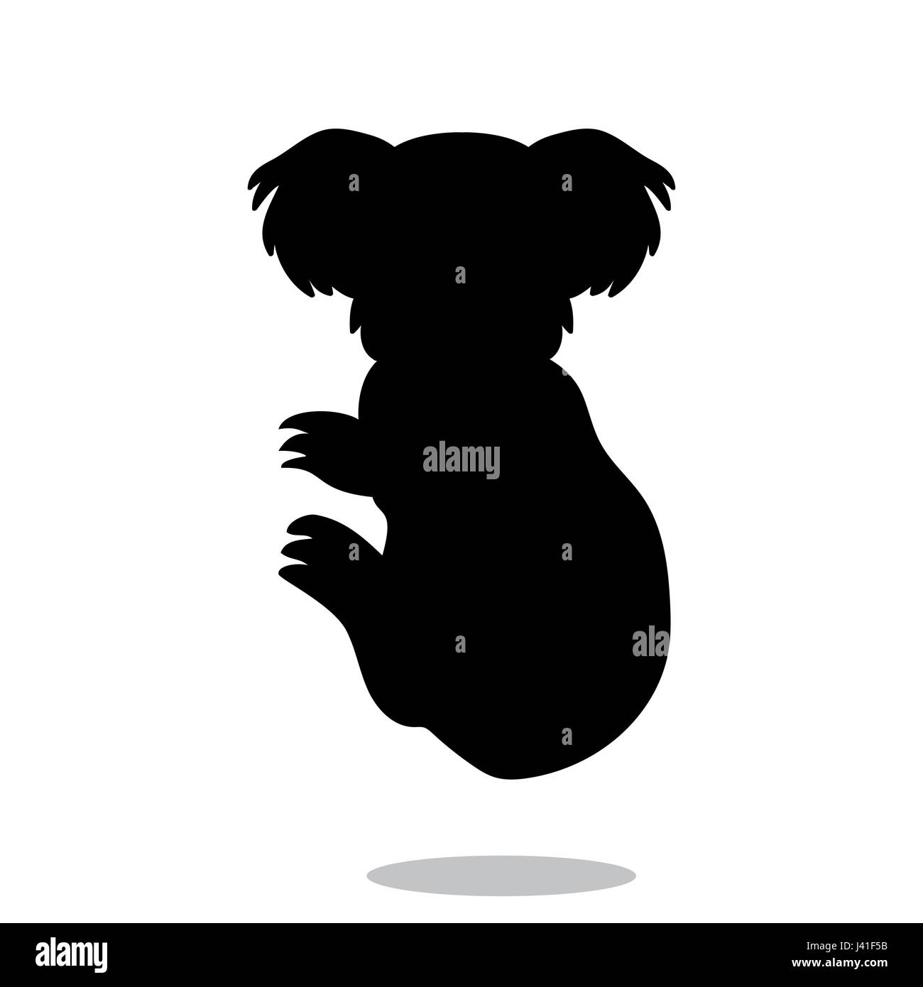 Il Koala marsupiale mammifero nero animale silhouette Illustrazione Vettoriale